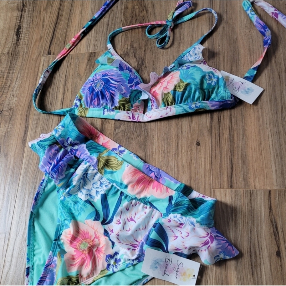 NWT Sugar Beach Womens Size XL 2 piece Swim Suit
